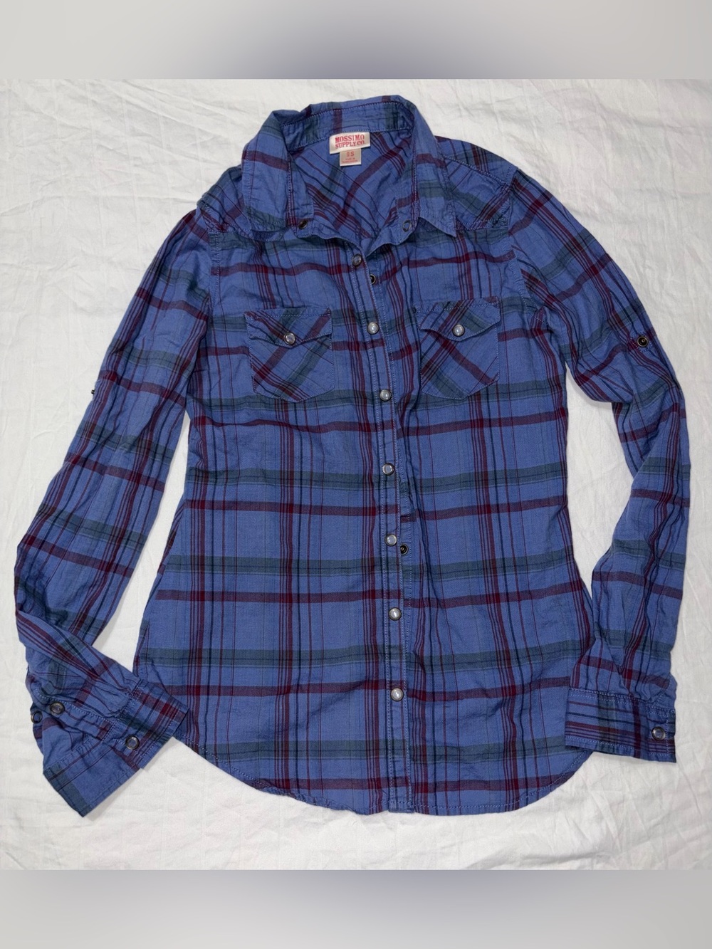 Mossimo Blue Plaid Button-Up Shirt